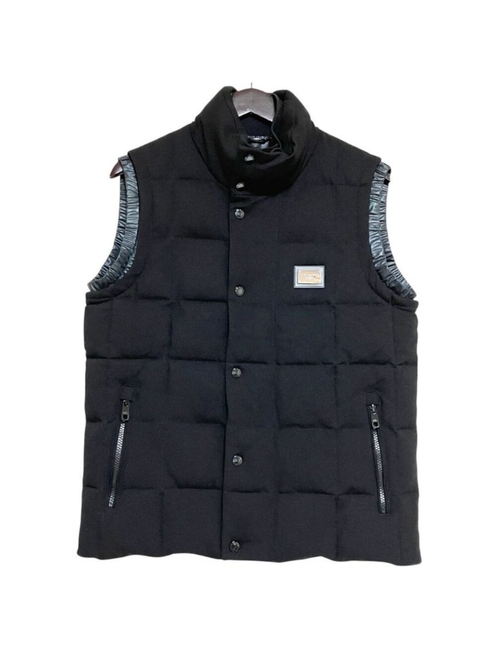 Dolce & Gabbana Logo Plate Quilted Padded Vest 44 Black